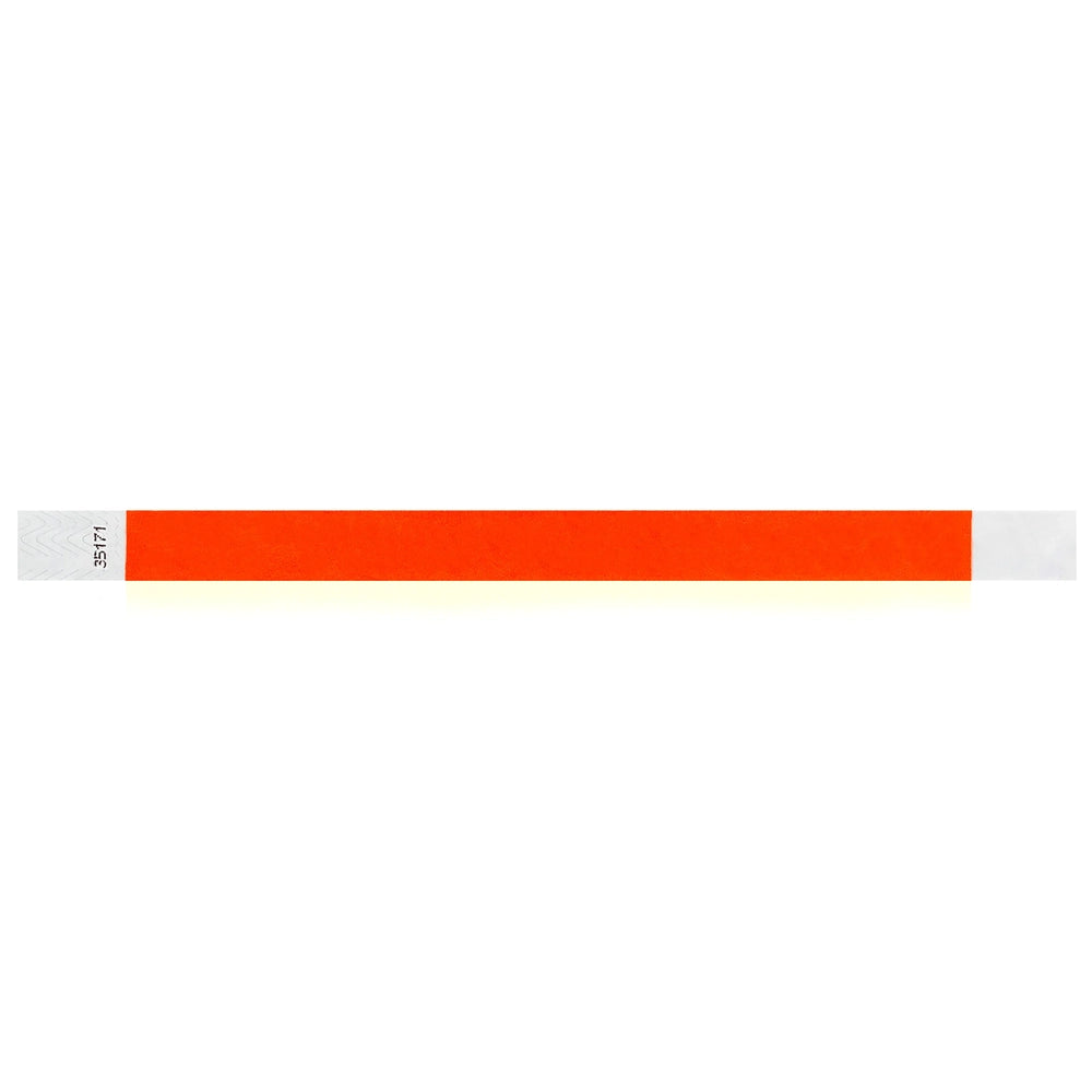 Coral red tyvek wristband in flat 