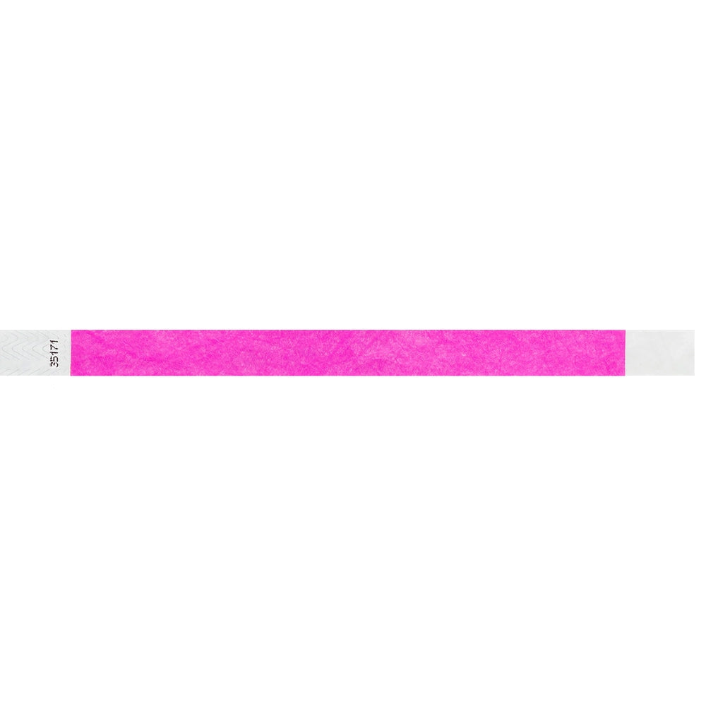 Neon pink tyvek wristband in flat 