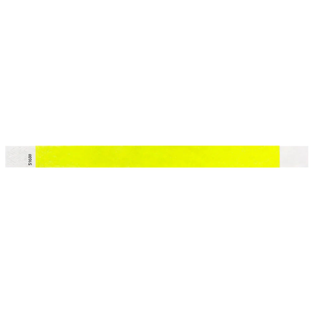 Neon yellow tyvek wristband in flat 