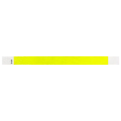 Neon yellow tyvek wristband in flat 