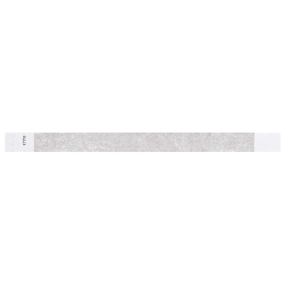 Silver tyvek wristband in flat 