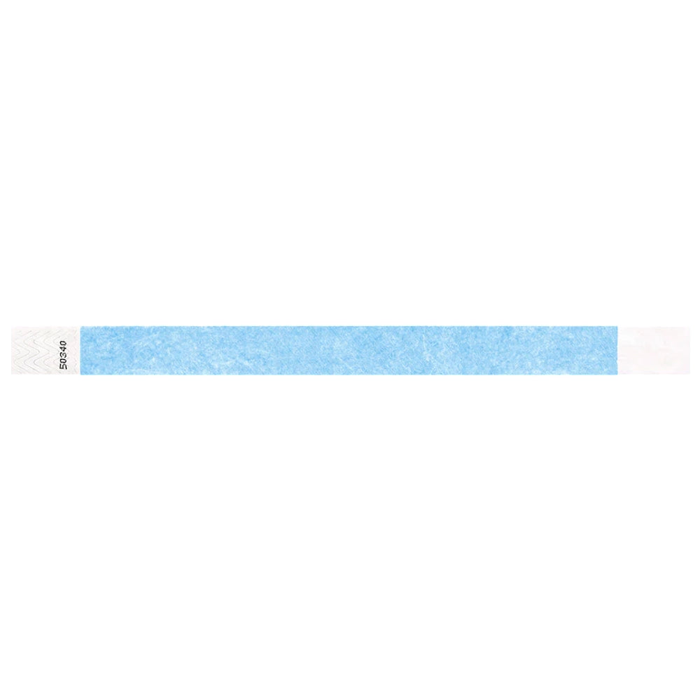 Sky blue tyvek wristband in flat 