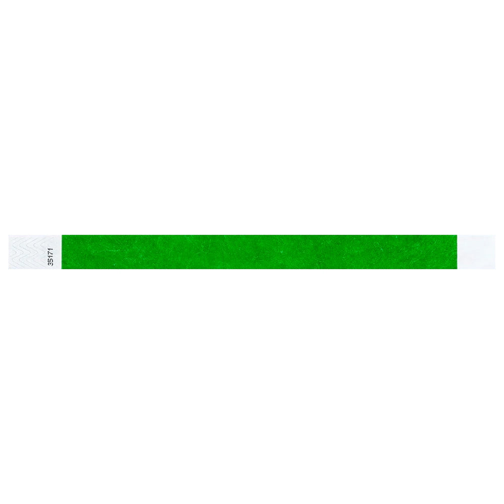Kelly green tyvek wristband in flat 