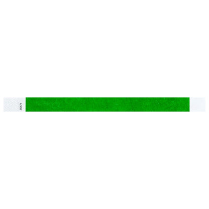 Kelly green tyvek wristband in flat 