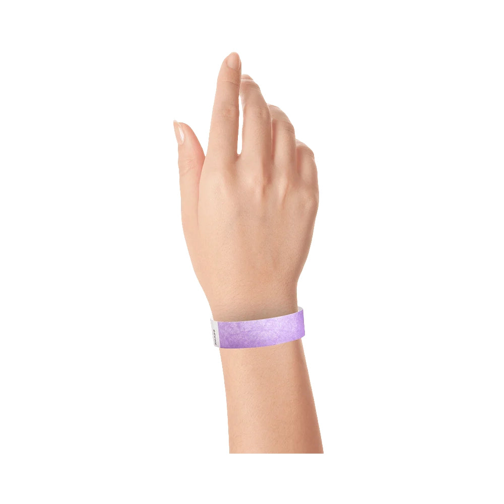 Berry tyvek wristband on wrist 