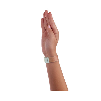 mocha tyvek wristband on wrist 
