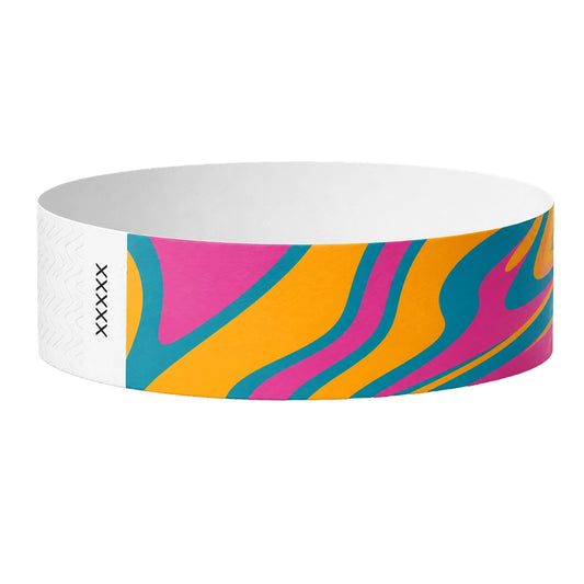 3/4" Tyvek® Wristbands - Tie Dye Stripes