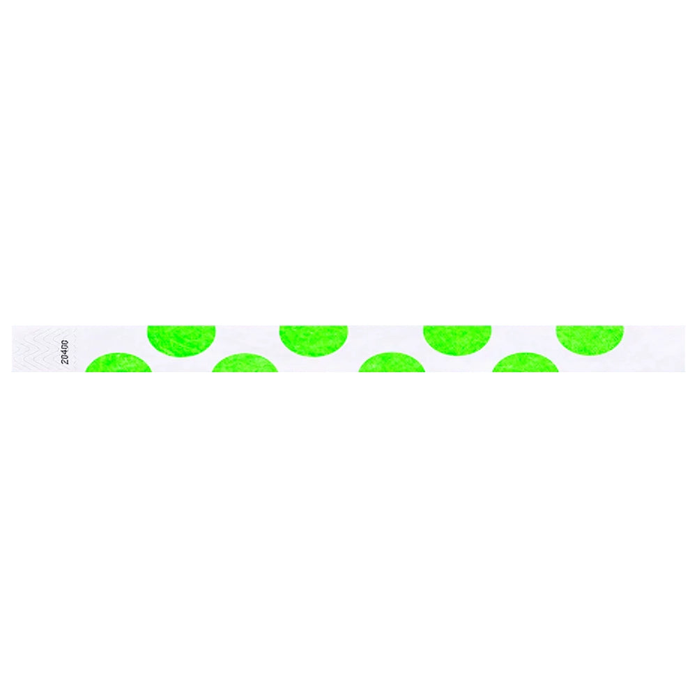 White wristband with neon green half circles - flat version shown