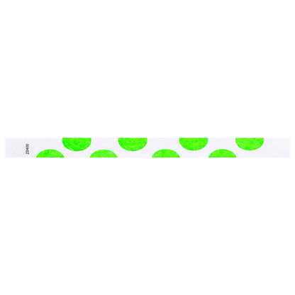 White wristband with neon green half circles - flat version shown