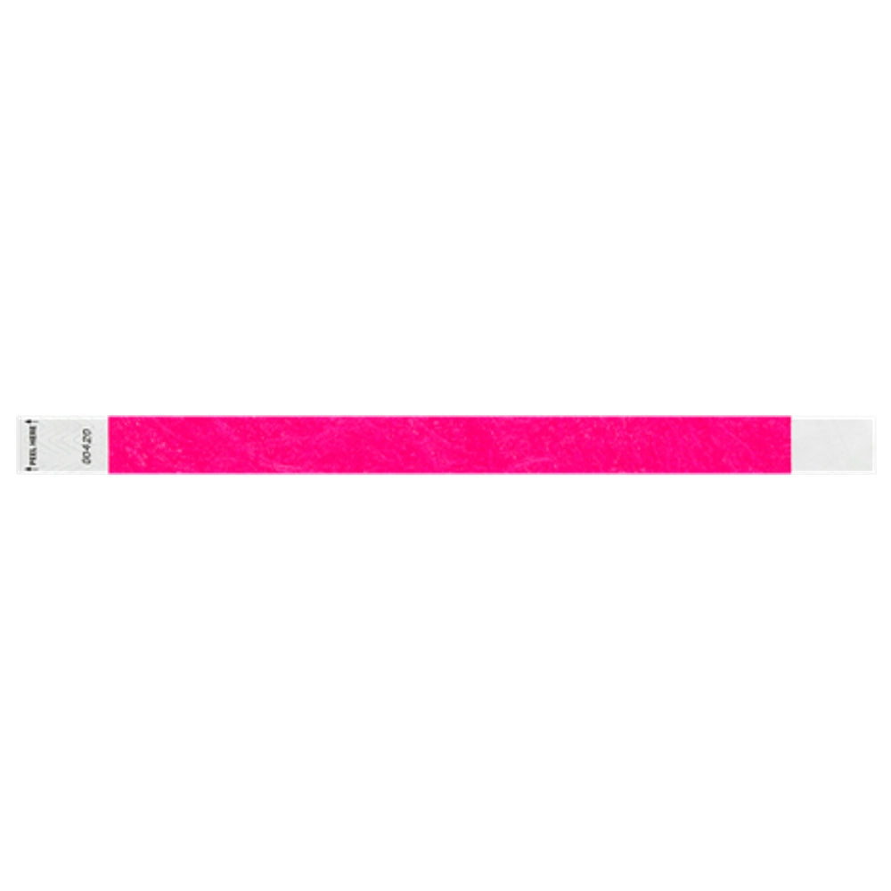 Litter Free Tyvek 3/4 Wristband Solid Neon pink -  flat version shown