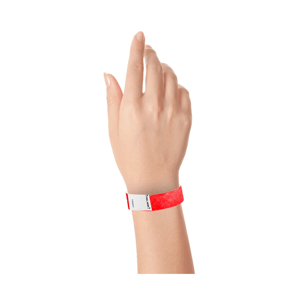 Hand wearing Litter Free Tyvek 3/4 Wristband Solid Neon red