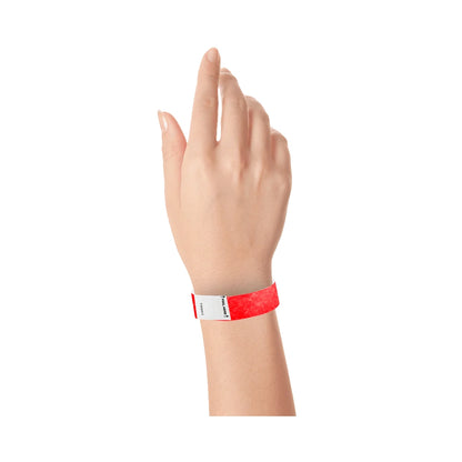 Hand wearing Litter Free Tyvek 3/4 Wristband Solid Neon red