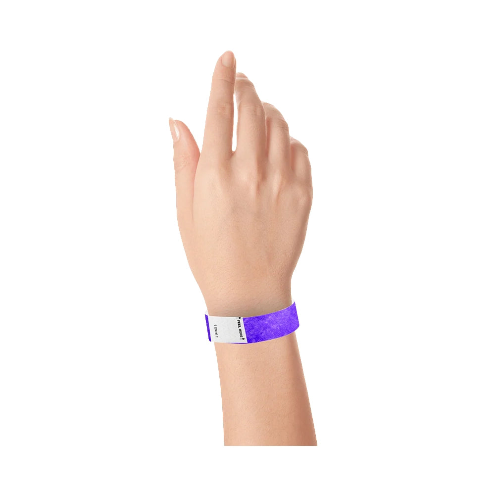 Hand wearing Litter Free Tyvek 3/4 Wristband Solid Neon purple