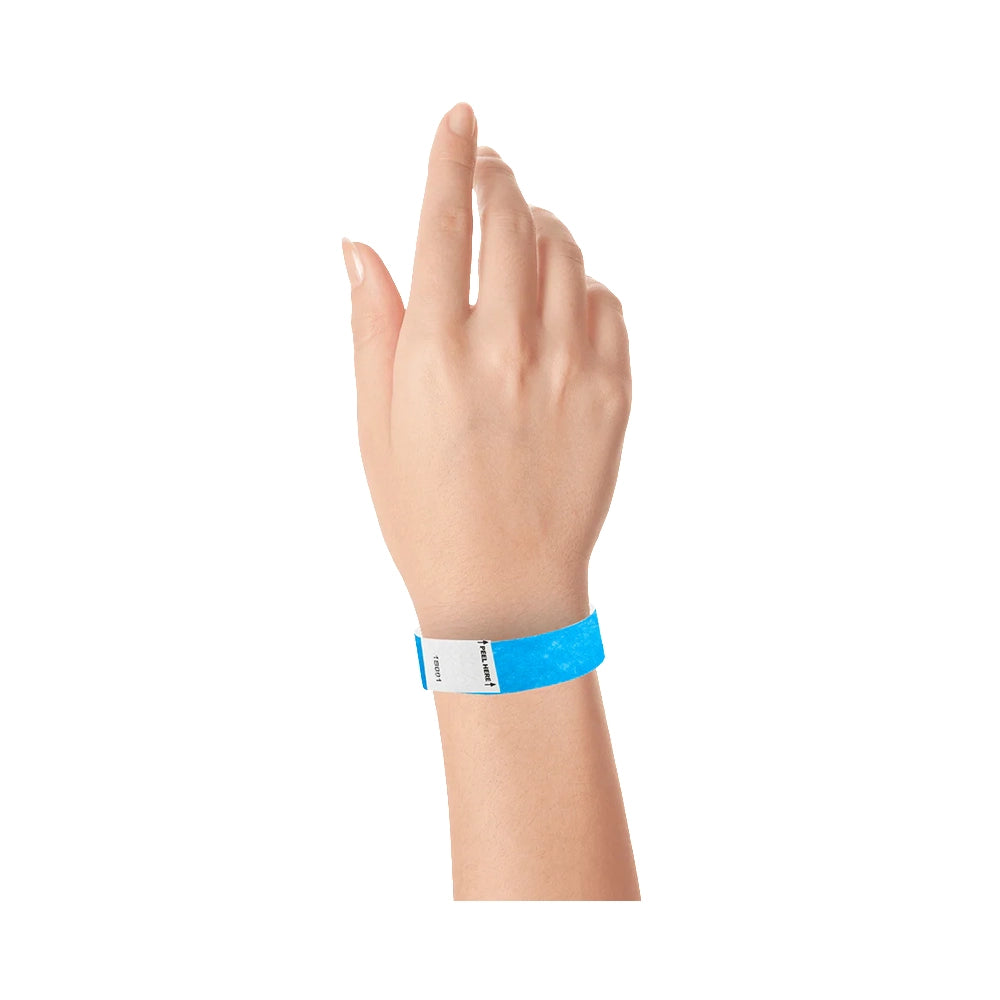 Hand wearing Litter Free Tyvek3-4 Wristband Solid Neon Blue 