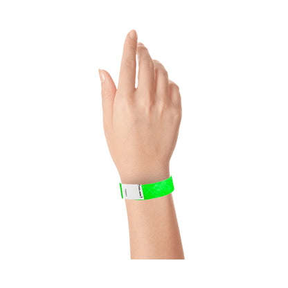 Hand wearing Litter Free Tyvek 3/4 Wristband Solid Neon green 