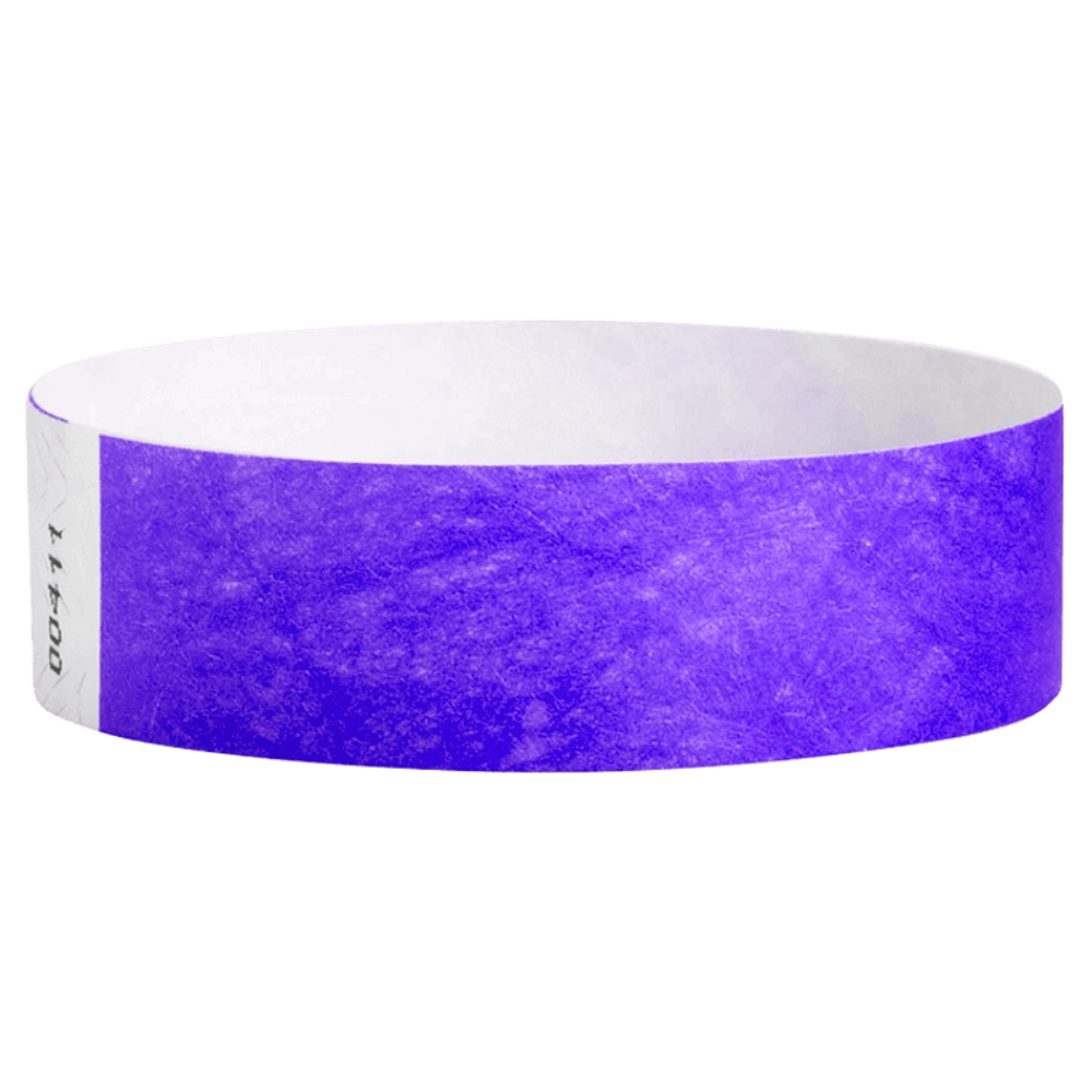 purple tyvek solid wristband - shown in round 