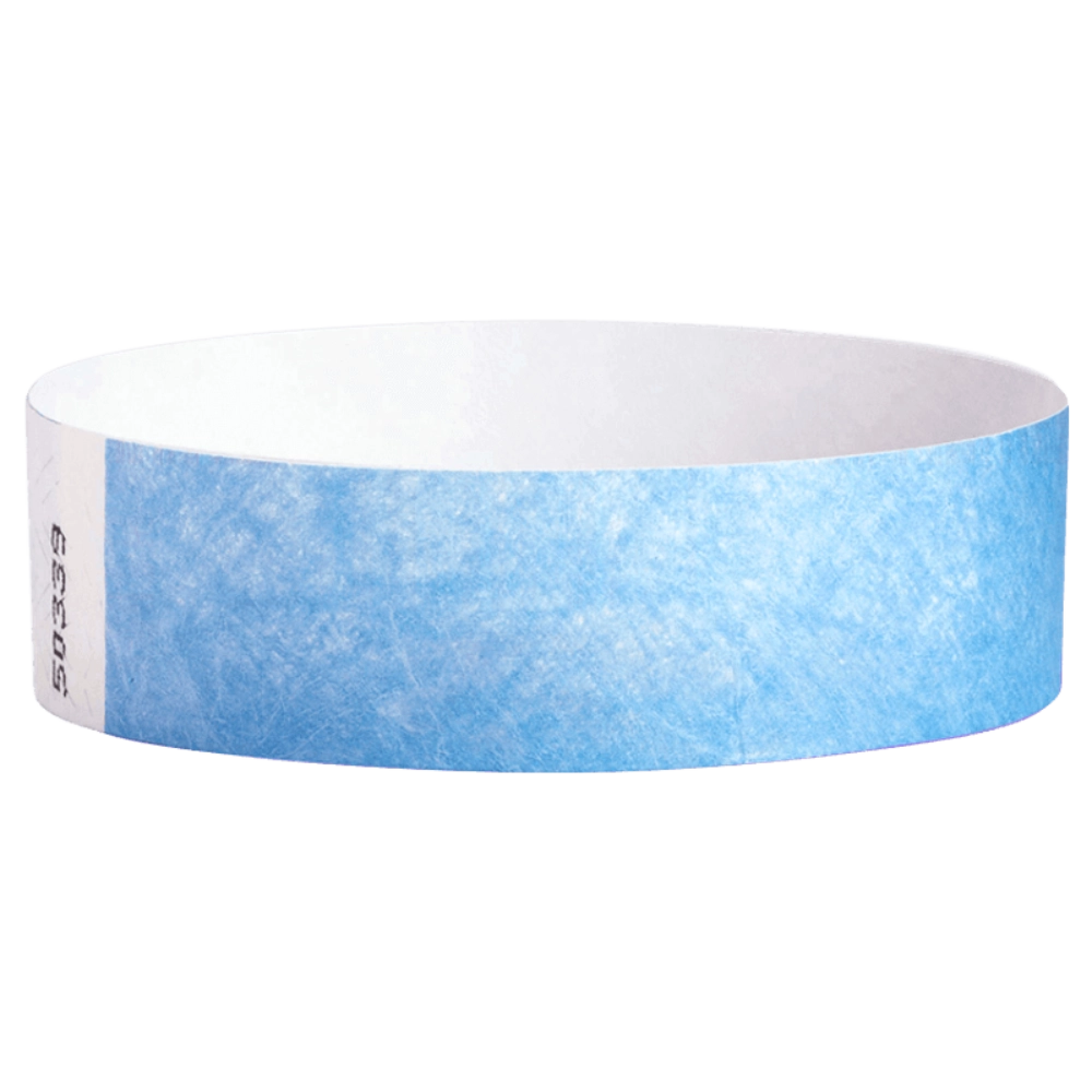 sky blue tyvek solid wristband - shown in round 