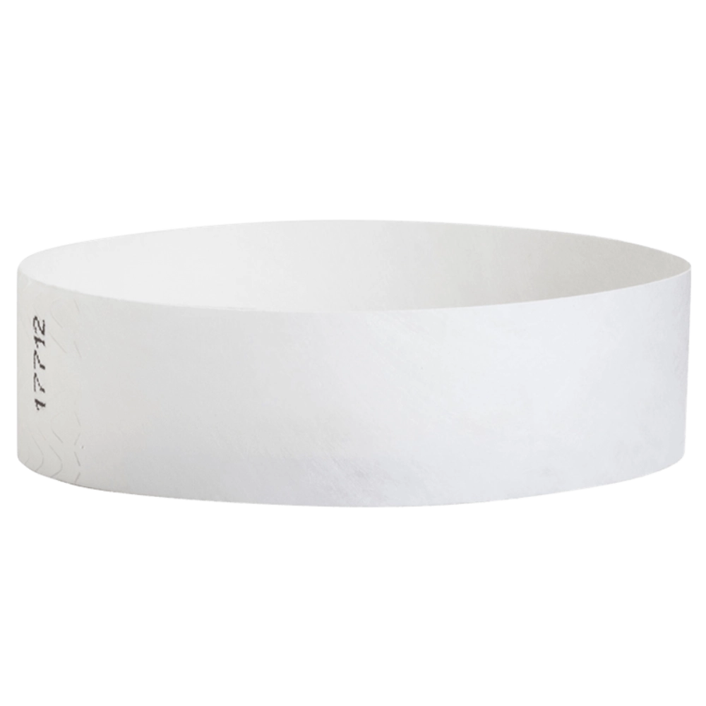 white tyvek solid wristband - shown in round 