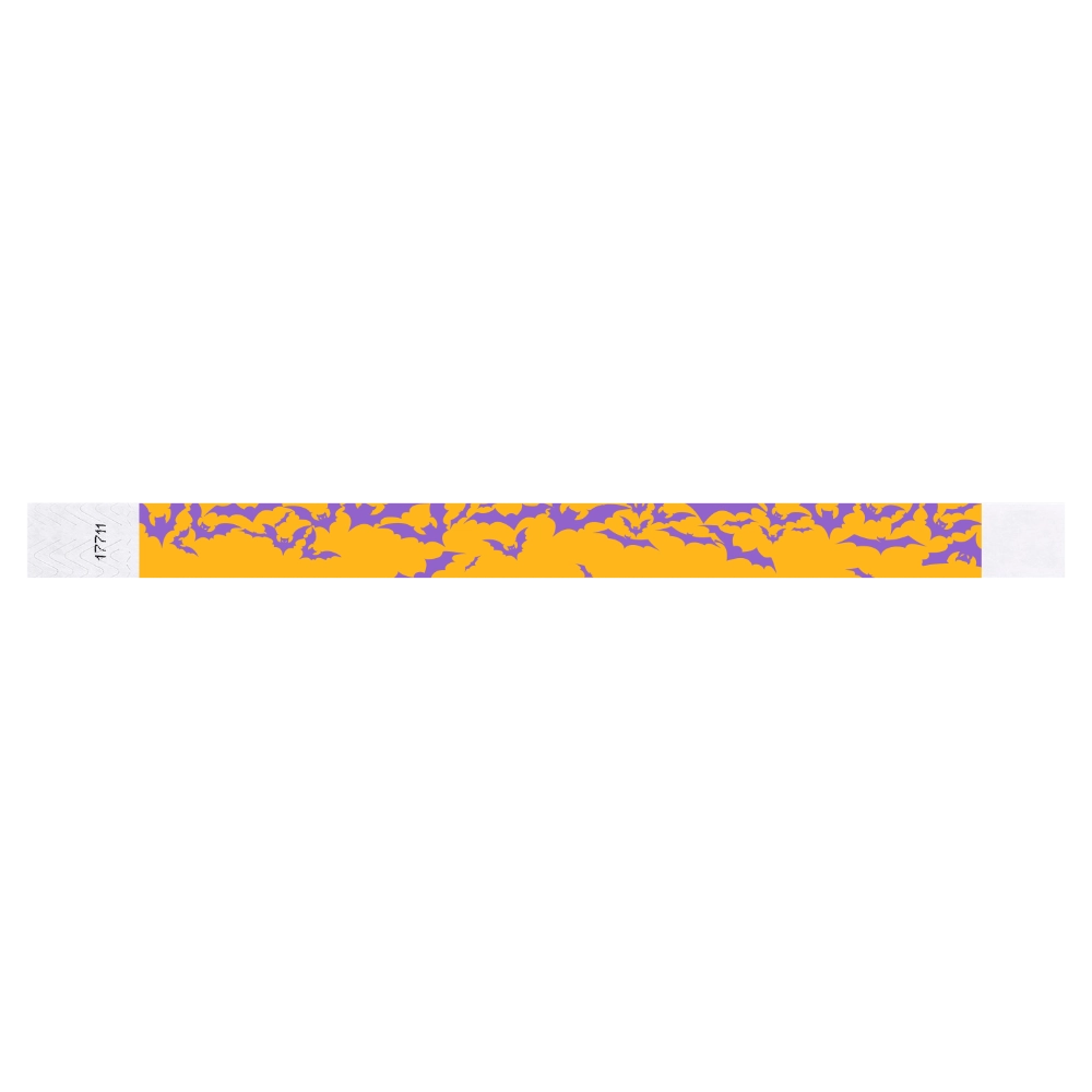 tyvek 3/4" neon orange wristband with purple bats