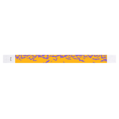 tyvek 3/4" neon orange wristband with purple bats