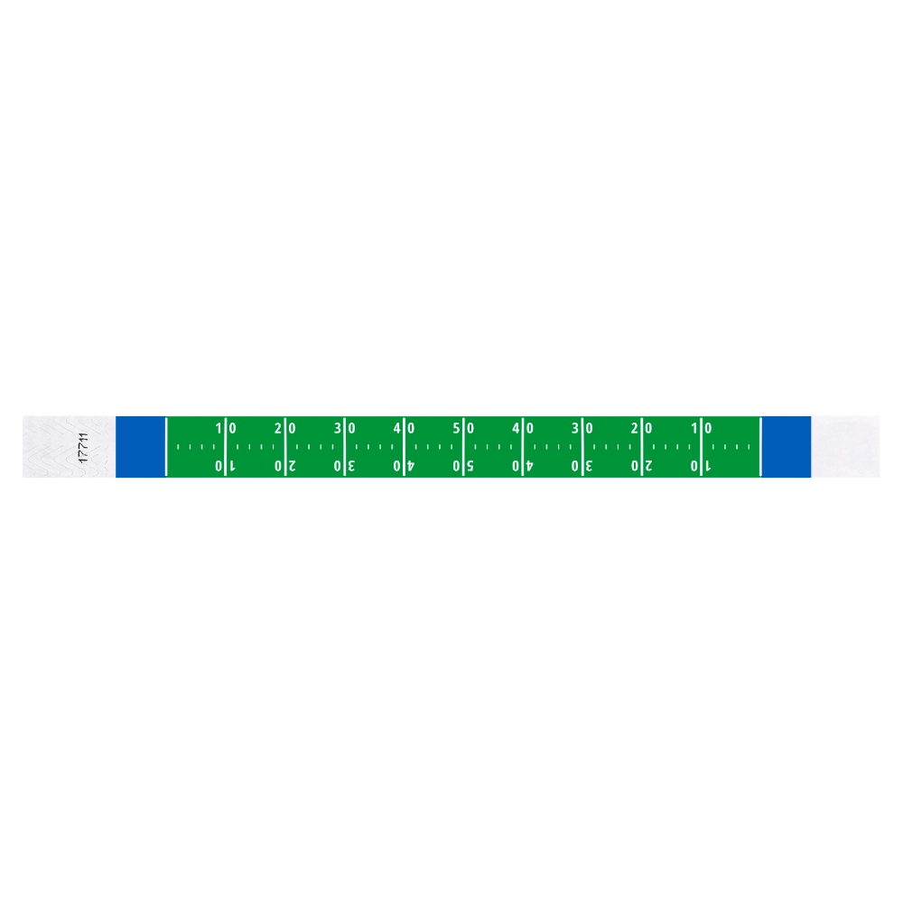 tyvek 3/4" wristband with green background and white football field pattern