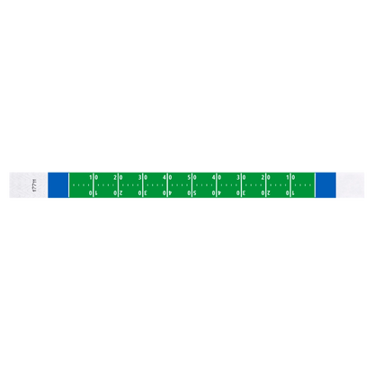 tyvek 3/4" wristband with green background and white football field pattern