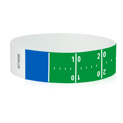 tyvek 3/4" wristband with green background and white football field pattern