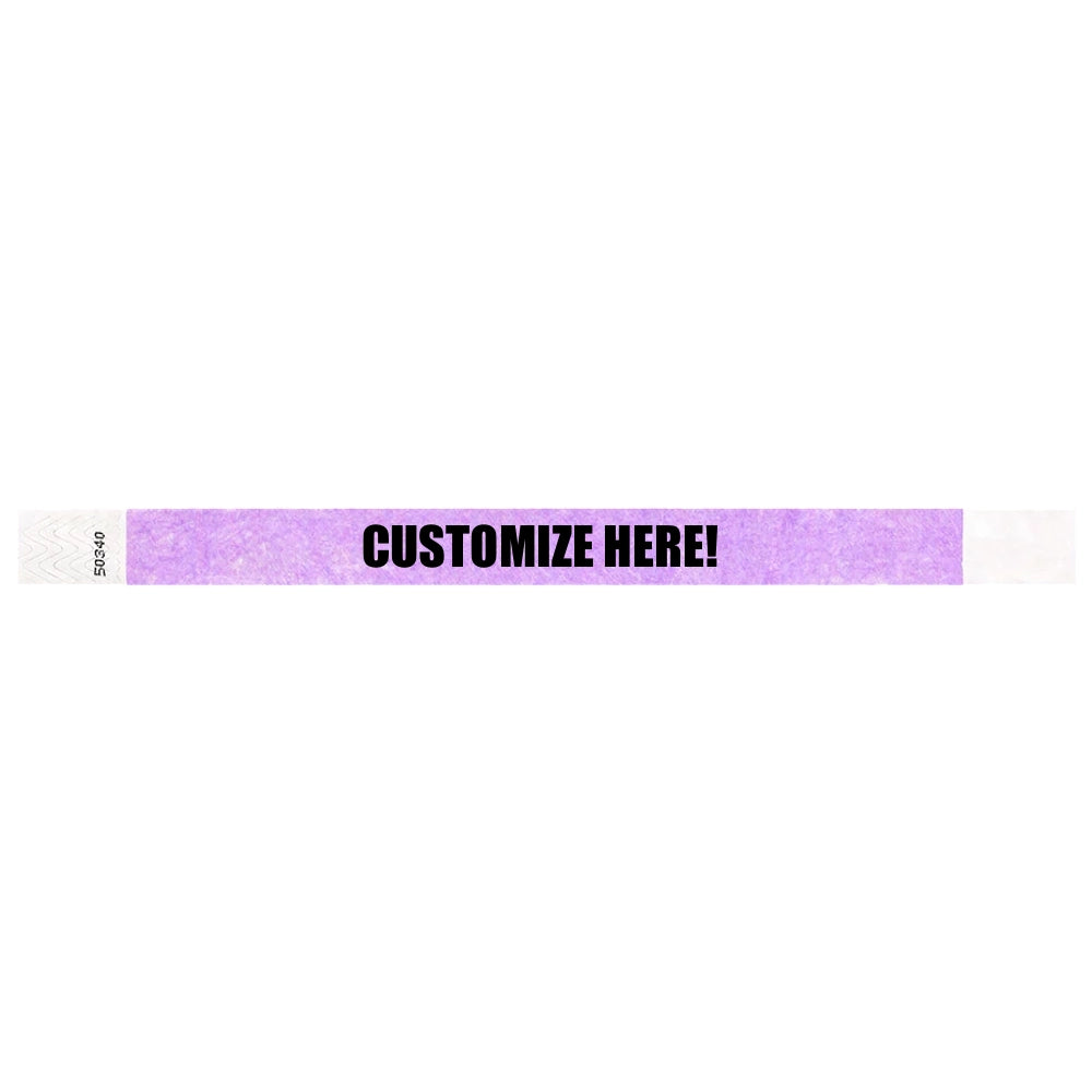 Berry tyvek wristband with text "CUSTOMIZE HERE!" - shown in flat 