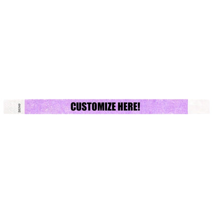 Berry tyvek wristband with text "CUSTOMIZE HERE!" - shown in flat 