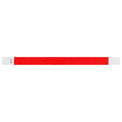 Neon Red Tyvek wristband in flat 