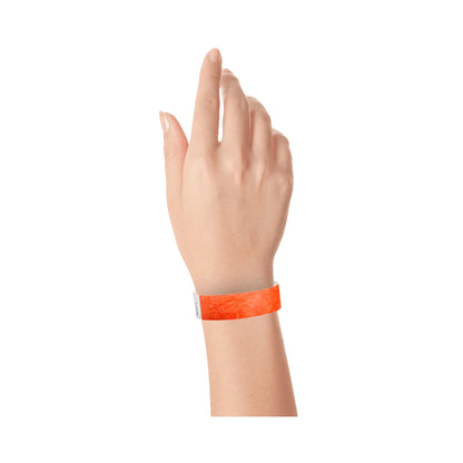 Wrist wearing tyvek 3/4" wristband in cral red
