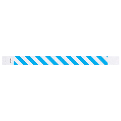 White tyvek wristband with purple diagonal stripes - flat version shown
