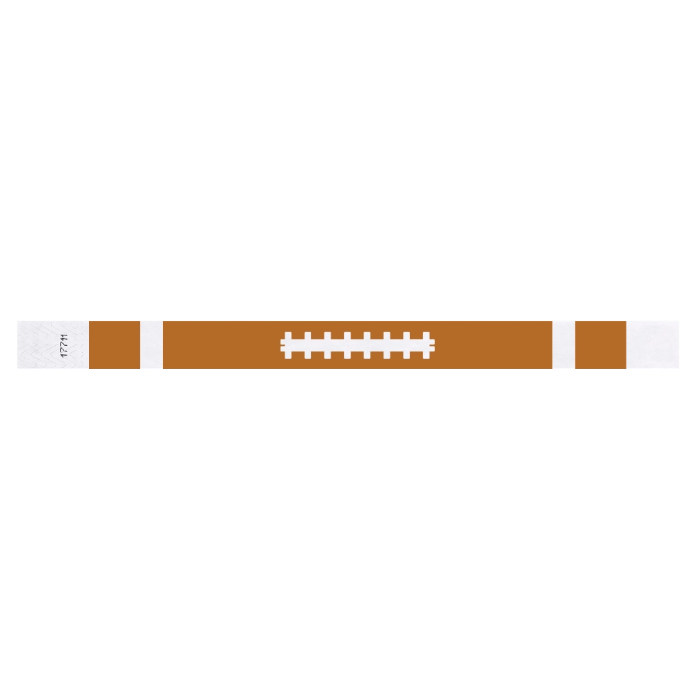 tyvek 3/4" mocha wristband with white football stitching pattern