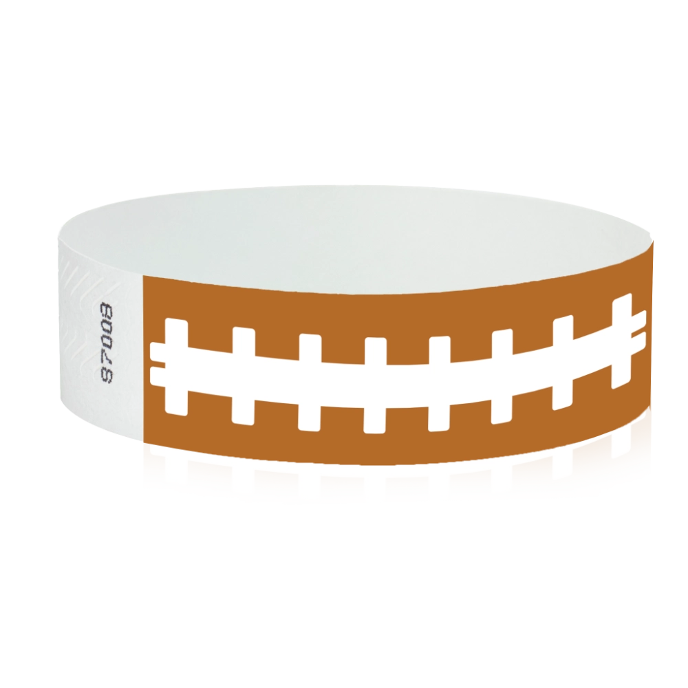 tyvek 3/4" mocha wristband with white football stitching pattern