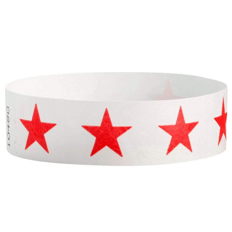 White wristband with red stars 