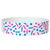 White wristband with colorful sprinkles pattern in neon pink and neon blue