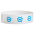 White wristband with blue sun happyface design