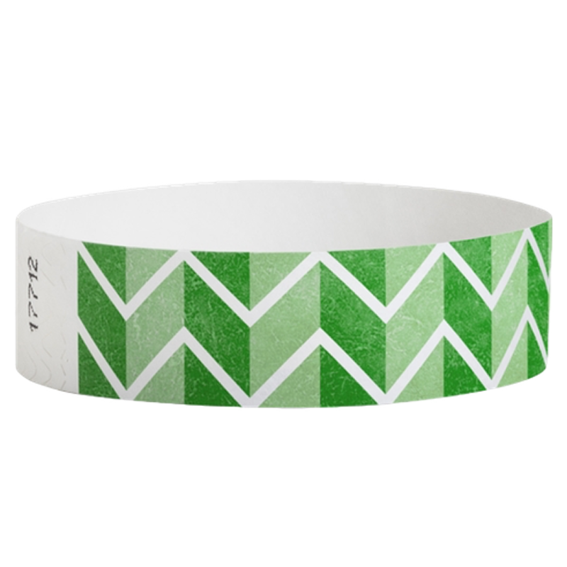 Green and white zig zag patterned wristband