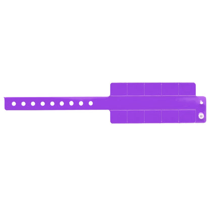 Vinyl wristband with 10 tabs in purple - shown in flat 