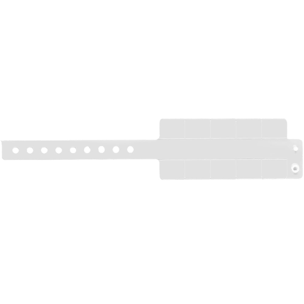 Vinyl wristband with 10 tabs in white - shown in flat 