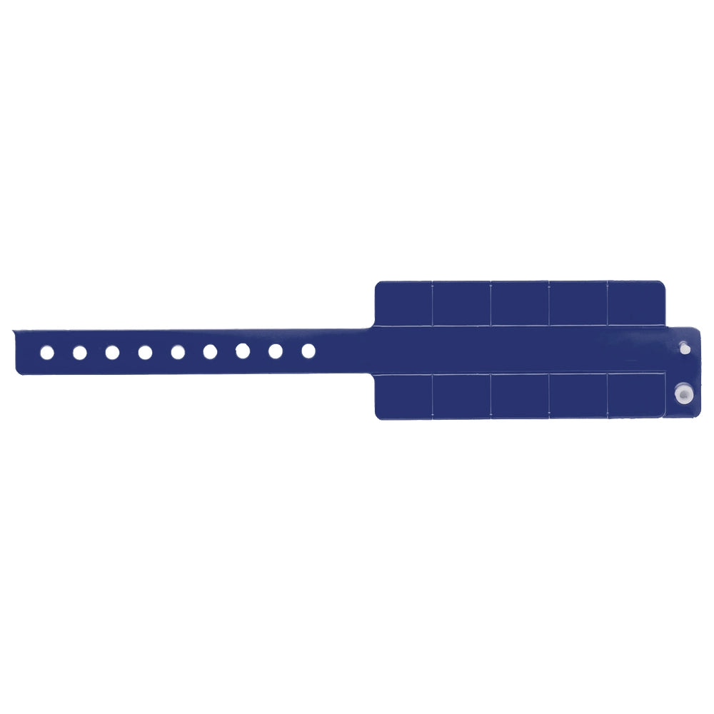 Vinyl wristband with 10 tabs in navy blue - shown in flat 