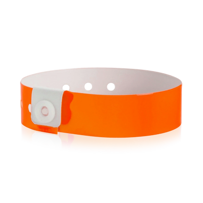 vinyl regular wristband in neon orange - shown in round