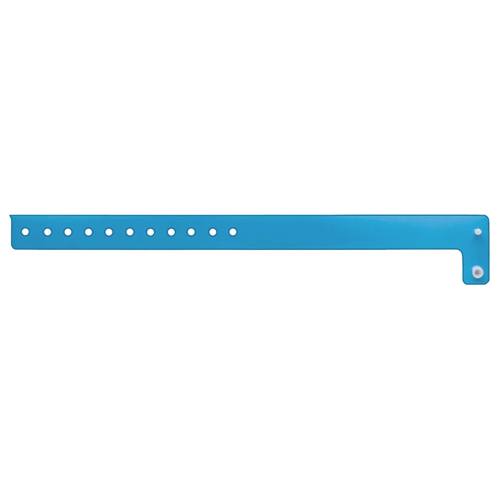 vinyl edge glow wristband in blue - shown in flat