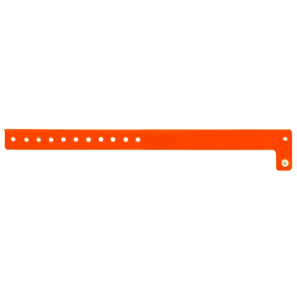 vinyl regular wristband in neon orange - shown in flat