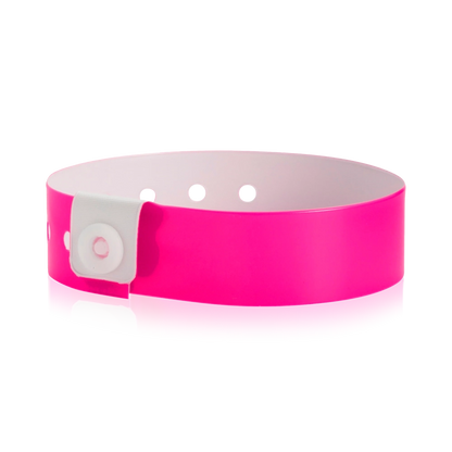 vinyl regular wristband in neon pink - shown in round