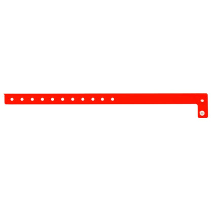 vinyl slim wristband in neon red  - shown in flat 