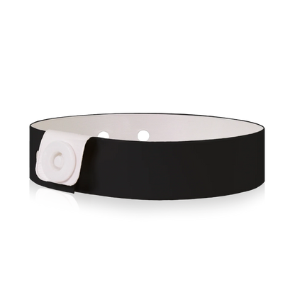 vinyl slim wristband in black - shown in round