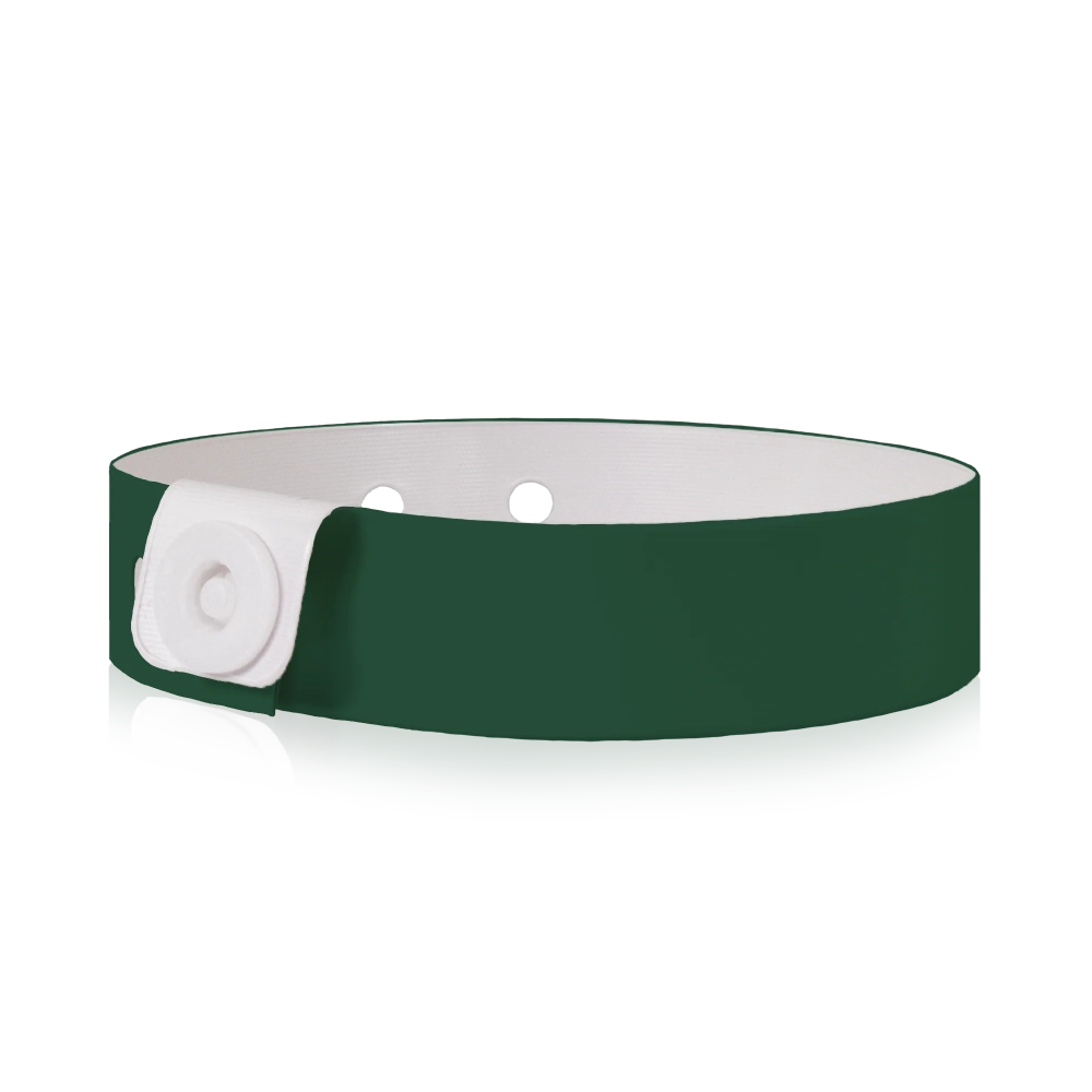 vinyl slim wristband in forest green - flat version shown 