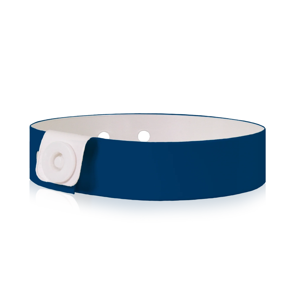 vinyl slim wristband in navy blue - shown in round