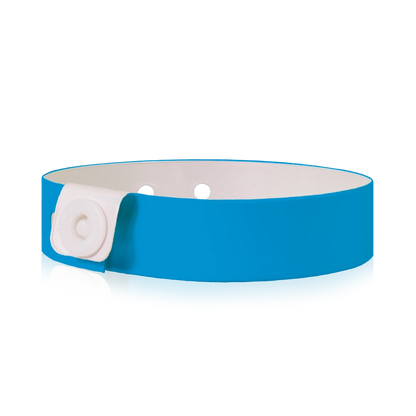 vinyl slim wristband in neon blue - shown in round